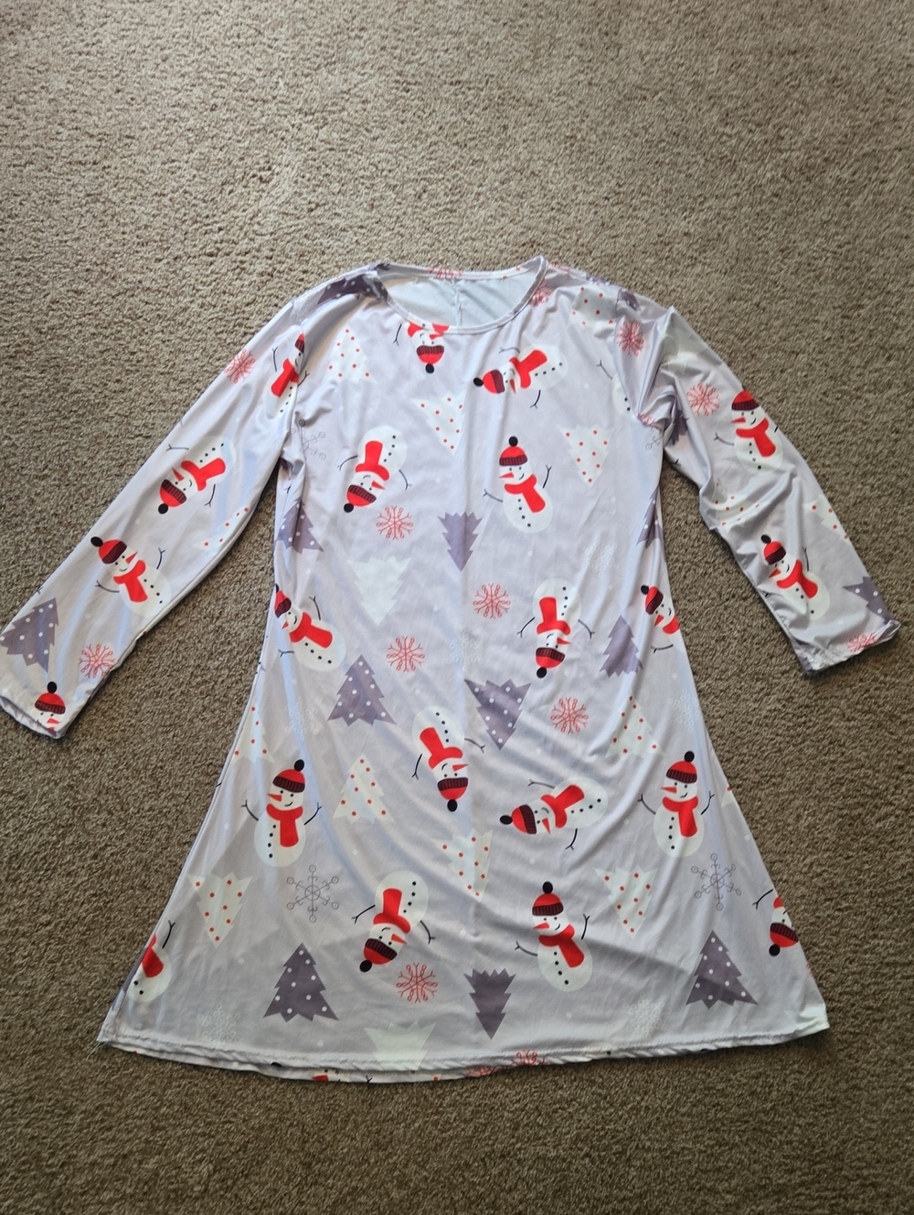 SHEIN White Long Sleeve Snowman Dress Size Large